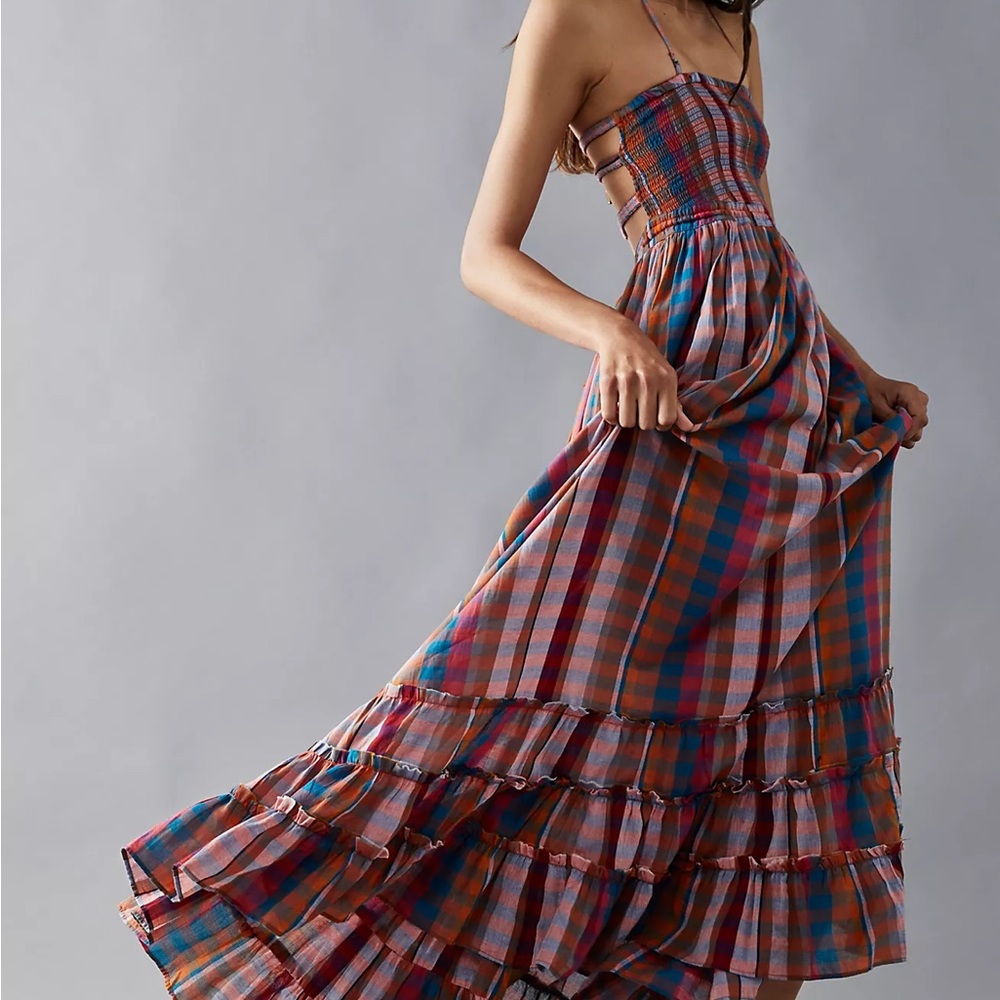 Free People Extratropical Plaid Maxi Dress - Like New Condition
